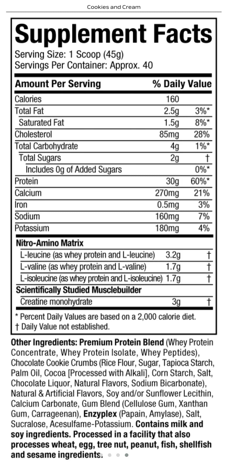 NITRO TECH 4 LB COOKIES AND CREAM
