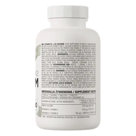 VITAMIN D3 + K2 + CALCIUM 90 TABS